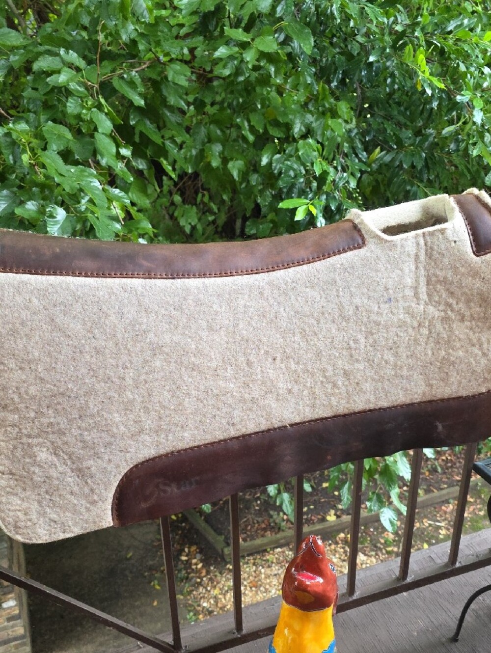 5-Star Wool Saddle Pad with Brown Leather Trim - Picture 4 of 6